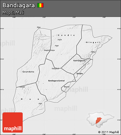 Silver Style Map of Bandiagara, single color outside