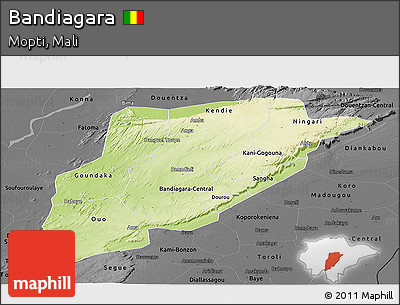 Physical Panoramic Map of Bandiagara, darken, desaturated
