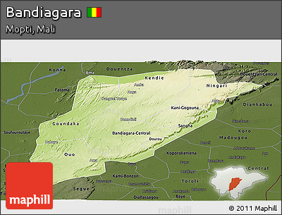 Physical Panoramic Map of Bandiagara, darken