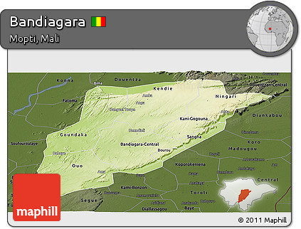 Physical Panoramic Map of Bandiagara, darken