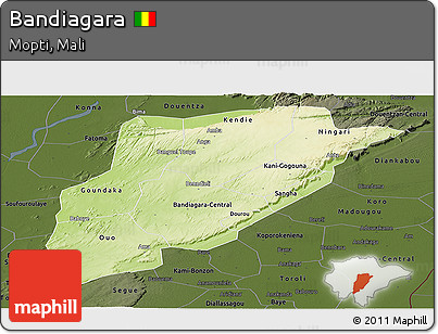 Physical Panoramic Map of Bandiagara, darken