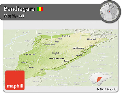 Physical Panoramic Map of Bandiagara, lighten