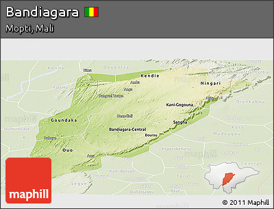 Physical Panoramic Map of Bandiagara, lighten