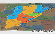 Political Panoramic Map of Bandiagara, darken, semi-desaturated
