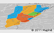 Political Panoramic Map of Bandiagara, lighten, desaturated