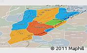 Political Panoramic Map of Bandiagara, lighten, semi-desaturated