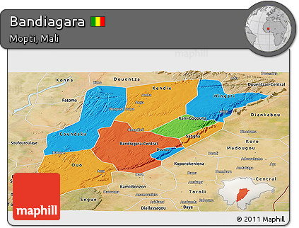 Political Panoramic Map of Bandiagara, satellite outside