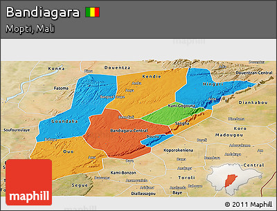 Political Panoramic Map of Bandiagara, satellite outside