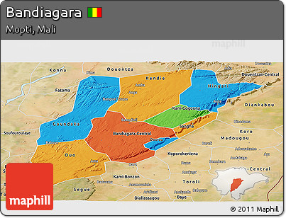Political Panoramic Map of Bandiagara, satellite outside