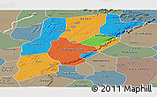 Political Panoramic Map of Bandiagara, semi-desaturated