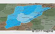 Political Shades Panoramic Map of Bandiagara, darken, semi-desaturated