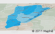 Political Shades Panoramic Map of Bandiagara, lighten, semi-desaturated