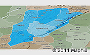 Political Shades Panoramic Map of Bandiagara, semi-desaturated