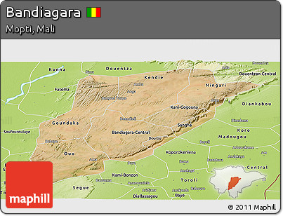 Satellite Panoramic Map of Bandiagara, physical outside