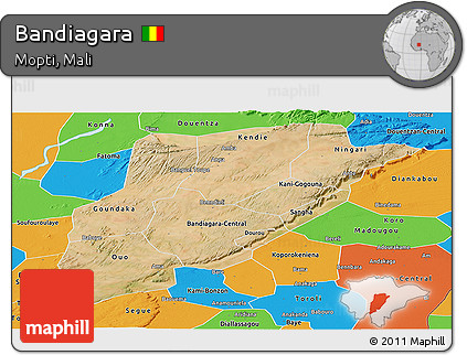 Satellite Panoramic Map of Bandiagara, political outside