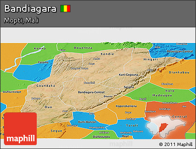 Satellite Panoramic Map of Bandiagara, political outside