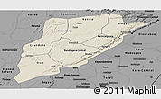 Shaded Relief Panoramic Map of Bandiagara, darken, desaturated