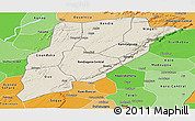 Shaded Relief Panoramic Map of Bandiagara, political shades outside