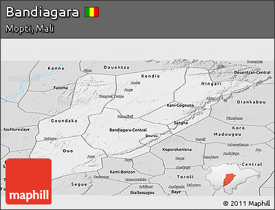 Silver Style Panoramic Map of Bandiagara