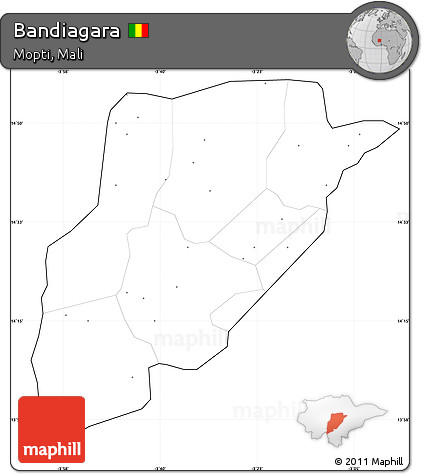 Blank Simple Map of Bandiagara, cropped outside, no labels