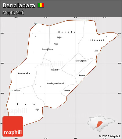 Classic Style Simple Map of Bandiagara, cropped outside