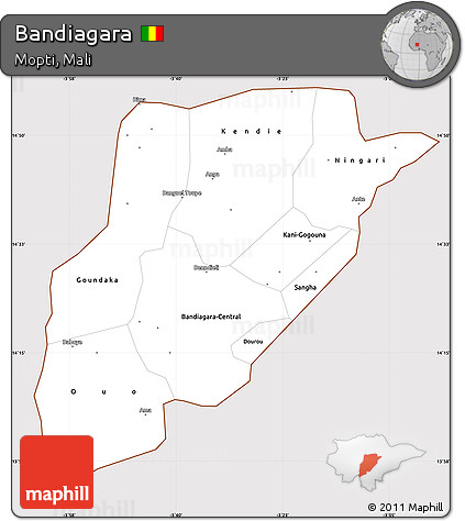 Classic Style Simple Map of Bandiagara, cropped outside