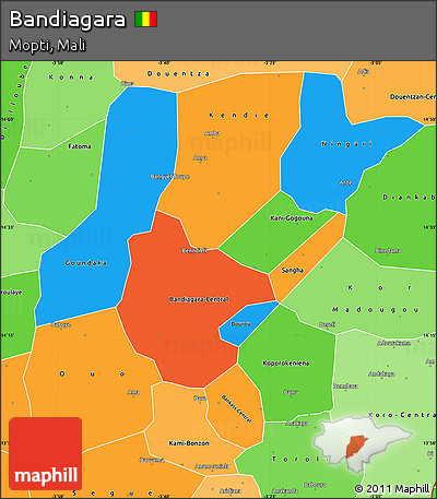 Political Simple Map of Bandiagara, political shades outside