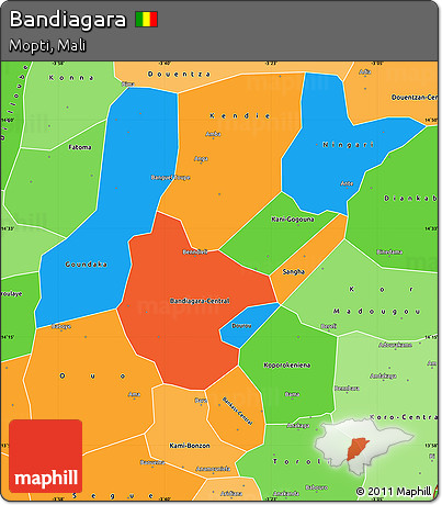 Political Simple Map of Bandiagara, political shades outside