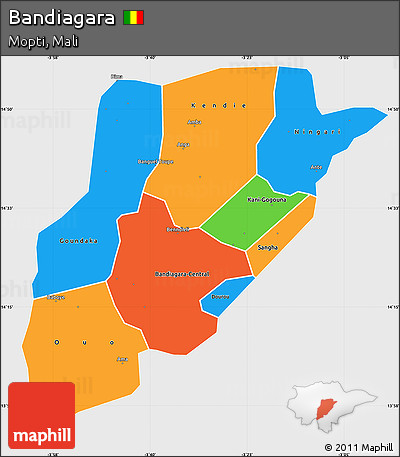 Political Simple Map of Bandiagara, single color outside
