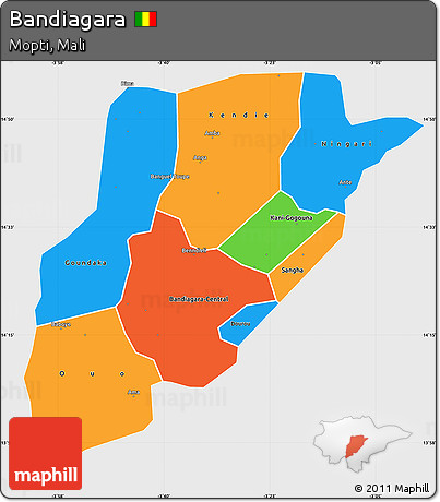 Political Simple Map of Bandiagara, single color outside