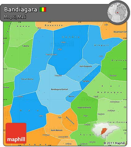 Political Shades Simple Map of Bandiagara