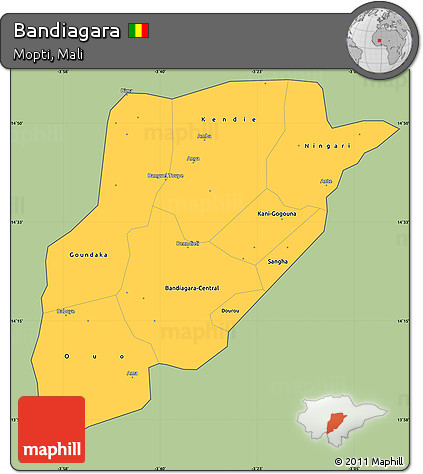 Savanna Style Simple Map of Bandiagara, cropped outside