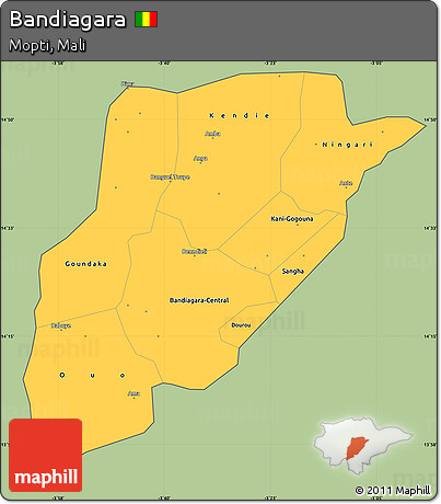 Savanna Style Simple Map of Bandiagara, cropped outside