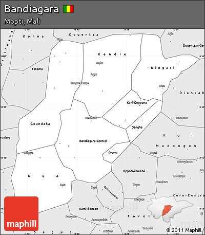 Silver Style Simple Map of Bandiagara