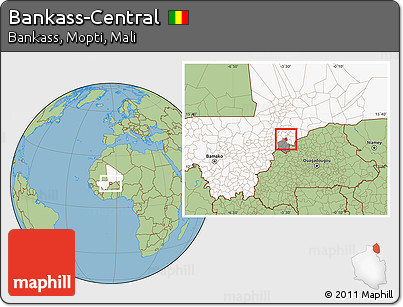 Savanna Style Location Map of Bankass-Central, highlighted country, highlighted parent region