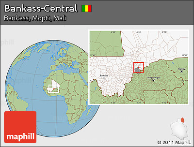 Savanna Style Location Map of Bankass-Central, highlighted country, highlighted parent region