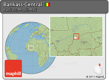 Savanna Style Location Map of Bankass-Central, highlighted parent region