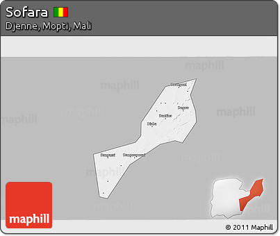 Gray 3D Map of Sofara, single color outside