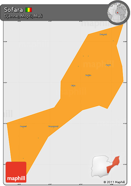Political Simple Map of Sofara, single color outside