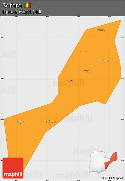 Political Simple Map of Sofara, single color outside