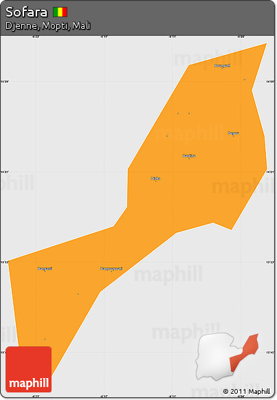 Political Simple Map of Sofara, single color outside