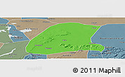 Political Panoramic Map of Bore, semi-desaturated