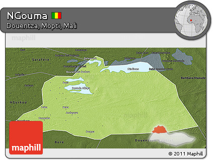 Physical 3D Map of NGouma, darken