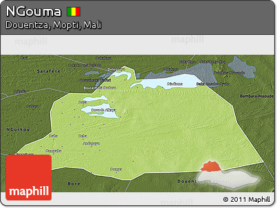 Physical 3D Map of NGouma, darken