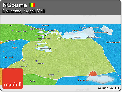 Physical 3D Map of NGouma, political outside