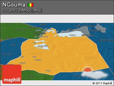 Political 3D Map of NGouma, darken