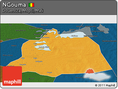 Political 3D Map of NGouma, darken