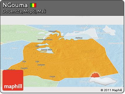 Political 3D Map of NGouma, lighten