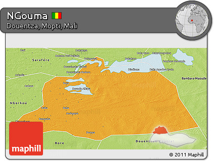 Political 3D Map of NGouma, physical outside