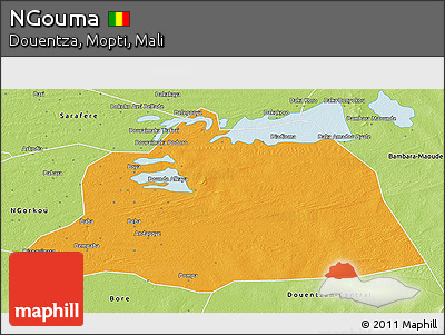 Political 3D Map of NGouma, physical outside